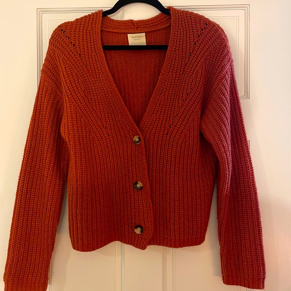 Rust cardigan by Harper Heritage, size small